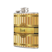 エレガント金ゴールドメタルルックモノグラム名 フラスク (左)