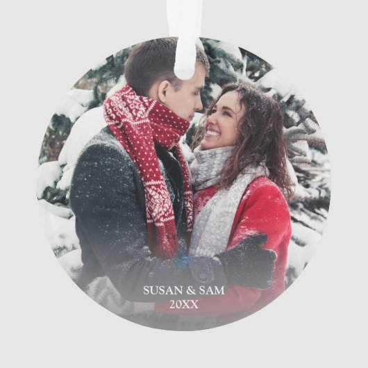 エレガント金ゴールドメリフェイクークリスマス文字写真 オーナメント (裏面)