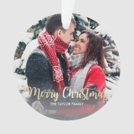 エレガント金ゴールドメリフェイクークリスマス文字写真 オーナメント