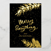 エレガント金ゴールドメリーは黒に満ちている 箔シーズンカード (正面)