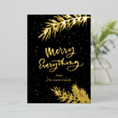 エレガント金ゴールドメリーは黒に満ちている 箔シーズンカード (立ち正面)