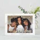 エレガント金ゴールドメリークリスマスカスタムの写真 シーズンカード (スタンド正面)