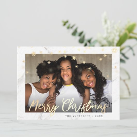 エレガント金ゴールドメリークリスマスカスタムの写真 シーズンカード (スタンド正面)