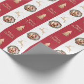 エレガント金ゴールドメリークリスマスカスタムの写真 ラッピングペーパー (角)