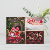 エレガント金ゴールドメリークリスマスプレイドのカスタム写真 シーズンカード (スタンド正面)