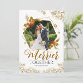 エレガント金ゴールドメリー共に聖降誕祭を祝う シーズンカード (スタンド正面)