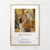 エレガント金ゴールドメリー書・写真 三つ折りカード (カバー)