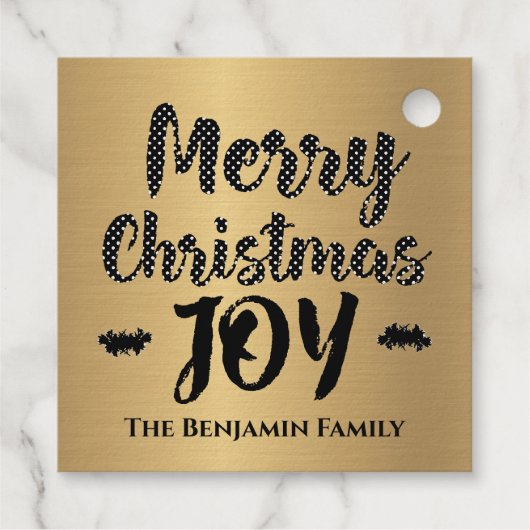 エレガント金ゴールドメリー・モダンクリスマス フェイバータグ (裏面)