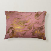 エレガント金ゴールドモダンとバラ金ゴールドの大理石の外観 アクセントクッション (裏面)