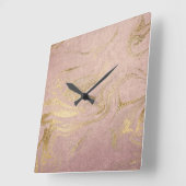 エレガント金ゴールドモダンとバラ金ゴールドの大理石の外観 スクエア壁時計 (傾斜)