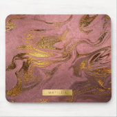 エレガント金ゴールドモダンとバラ金ゴールドの大理石の外観 マウスパッド (正面)