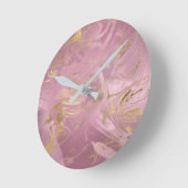 エレガント金ゴールドモダンとバラ金ゴールドの大理石の外観 ラウンド壁時計 (傾斜)