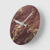 エレガント金ゴールドモダンとブルゴーニュの大理石の外観 ラウンド壁時計 (傾斜)