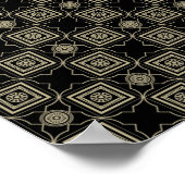 エレガント金ゴールドモダンアールデコ正方形タイルパターン ポスター (角)