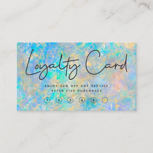 エレガント金ゴールドモダンオパール石ロイヤリティカード 名刺 (正面)