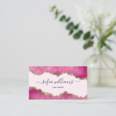 エレガント金ゴールドモダングリッターピンクアゲートビジネスC 名刺 (スタンド正面)