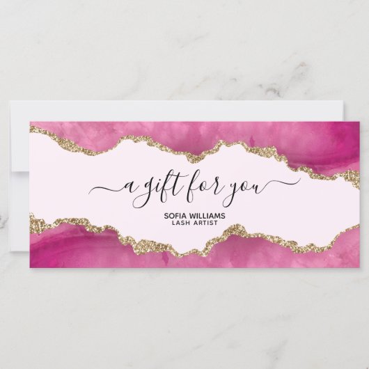 エレガント金ゴールドモダングリッターピンクアゲート (正面)