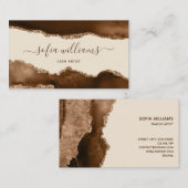 エレガント金ゴールドモダングリッターブラウンアゲートビジネスC 名刺 (正面/裏面)