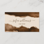 エレガント金ゴールドモダングリッターブラウンアゲートビジネスC 名刺 (正面)