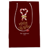 エレガント金ゴールドモダングリッターメリークリスマスキャンディ ミディアムペーパーバッグ (正面)