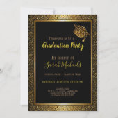 エレガント金ゴールドモダングリッター目盛りキャップ 招待状 (正面)