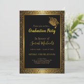 エレガント金ゴールドモダングリッター目盛りキャップ 招待状 (スタンド正面)