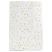 エレガント金ゴールドモダンゴルフパターゴルファー白 ミディアムペーパーバッグ (裏面)