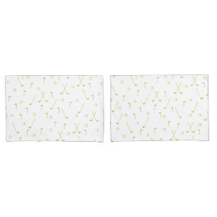 エレガント金ゴールドモダンゴルフパターゴルファー白 枕カバー