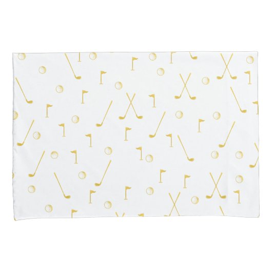 エレガント金ゴールドモダンゴルフパターゴルファー白 枕カバー (正面右)