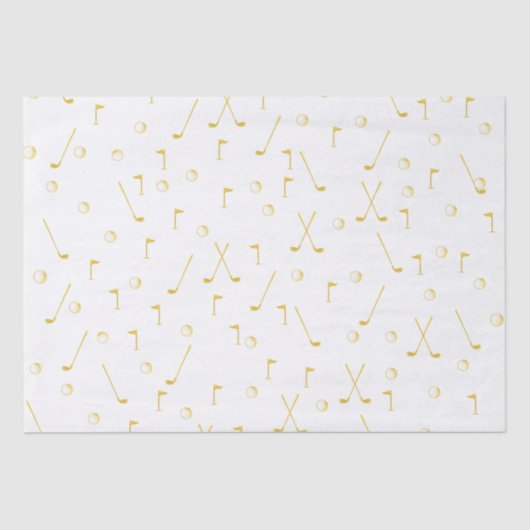 エレガント金ゴールドモダンゴルフパターゴルファー白 薄葉紙 (正面)