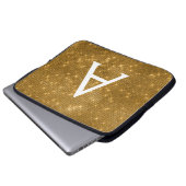 エレガント金ゴールドモダンスパークルモノグラム ラップトップスリーブ (正面下部)