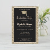 エレガント金ゴールドモダンティアラグリッター卒業キャップ 招待状 (スタンド正面)