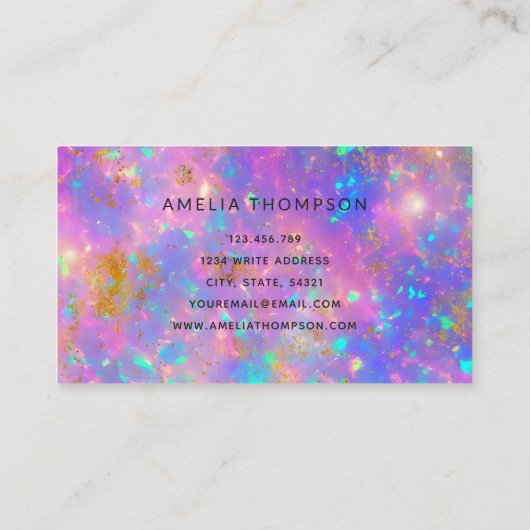 エレガント金ゴールドモダンファイアオペルストーンロイヤリティカード 名刺 (裏面)