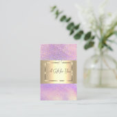 エレガント金ゴールドモダンフレーム、紙吹雪ホログラフィック 割引カード (スタンド正面)