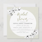 エレガント金ゴールドモダンマグノリアブライダルシャワー 招待状 (正面)