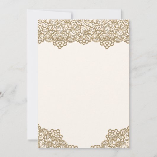 エレガント金ゴールドモダンレースクリームイスラム 招待状 (裏面)