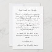 エレガント金ゴールドモダン文字オーバーレイ大学院写真 案内状 (裏面)