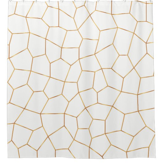 エレガント金ゴールドモダン白ステンドグラス シャワーカーテン (正面)