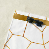 エレガント金ゴールドモダン白ステンドグラス ビーチタオル (インサイチュ)