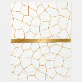 エレガント金ゴールドモダン白ステンドグラス フリースブランケット (正面)