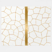 エレガント金ゴールドモダン白ステンドグラス フリースブランケット (正面(横))