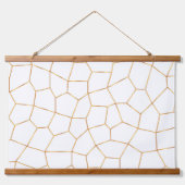 エレガント金ゴールドモダン白ステンドグラス 吊り下げ型タペストリー (正面)