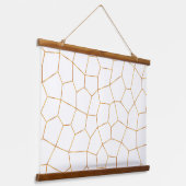 エレガント金ゴールドモダン白ステンドグラス 吊り下げ型タペストリー (傾斜あり)