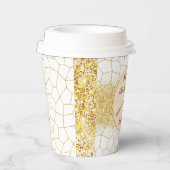 エレガント金ゴールドモダン白ステンドグラス 紙コップ (右)
