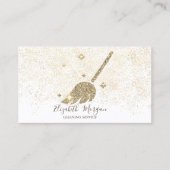 エレガント金ゴールドモダン紙吹雪メイド清掃室 名刺 (正面)