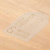 エレガント金ゴールドモダン結婚式の日付の保存 アクリル招待状 (レイダウン)