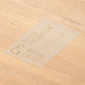 エレガント金ゴールドモダン結婚式の日付の保存 アクリル招待状 (レイダウン)