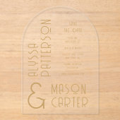 エレガント金ゴールドモダン結婚式の日付の保存 アクリル招待状 (正面)