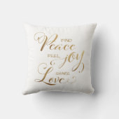 エレガント金ゴールドモダン・クリスマス・ピース・ジョイ・ラブ クッション (裏面)