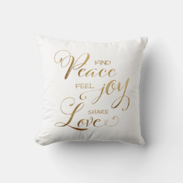 エレガント金ゴールドモダン・クリスマス・ピース・ジョイ・ラブ クッション